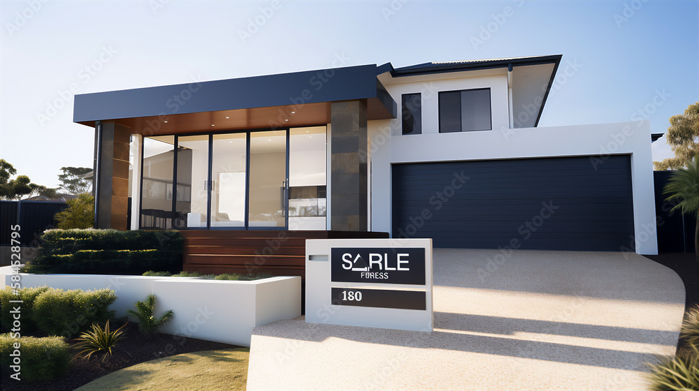 A contemporary Australian home or residential building front yard. Generative AI