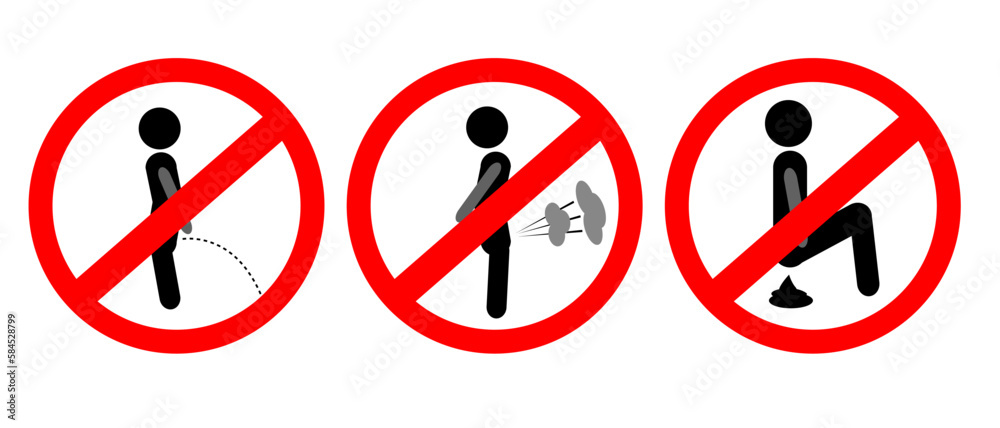 set 3 simple vector no poop pee and fart, isolated on white set 3 simple vector no poop pee and fart, isolated on white