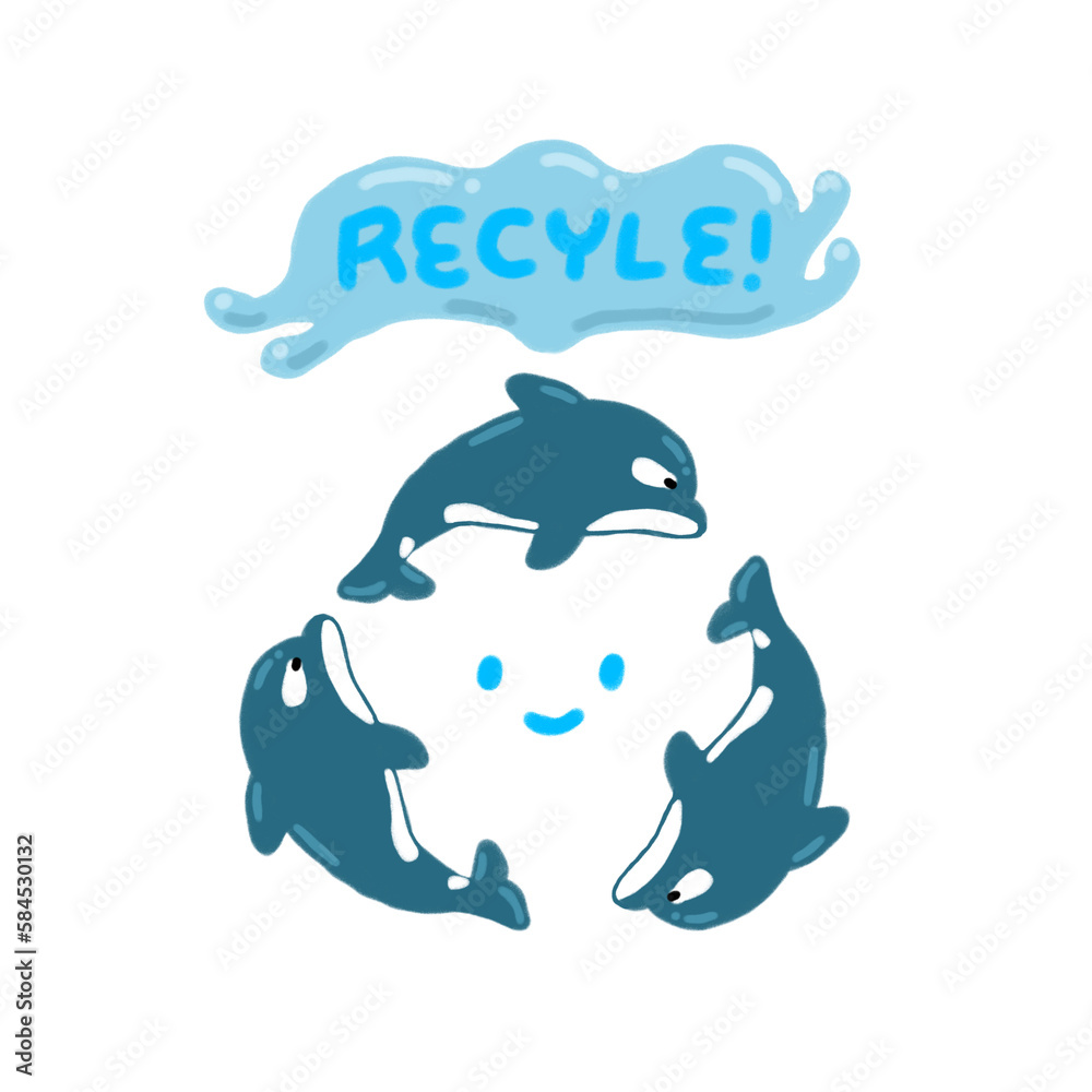 Naklejka premium recycling mark with dolphin