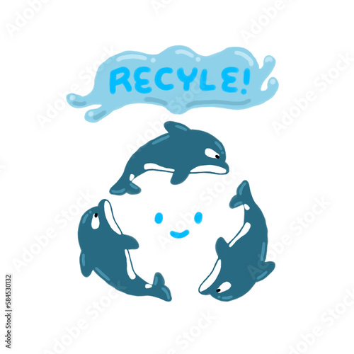 recycling mark with dolphin