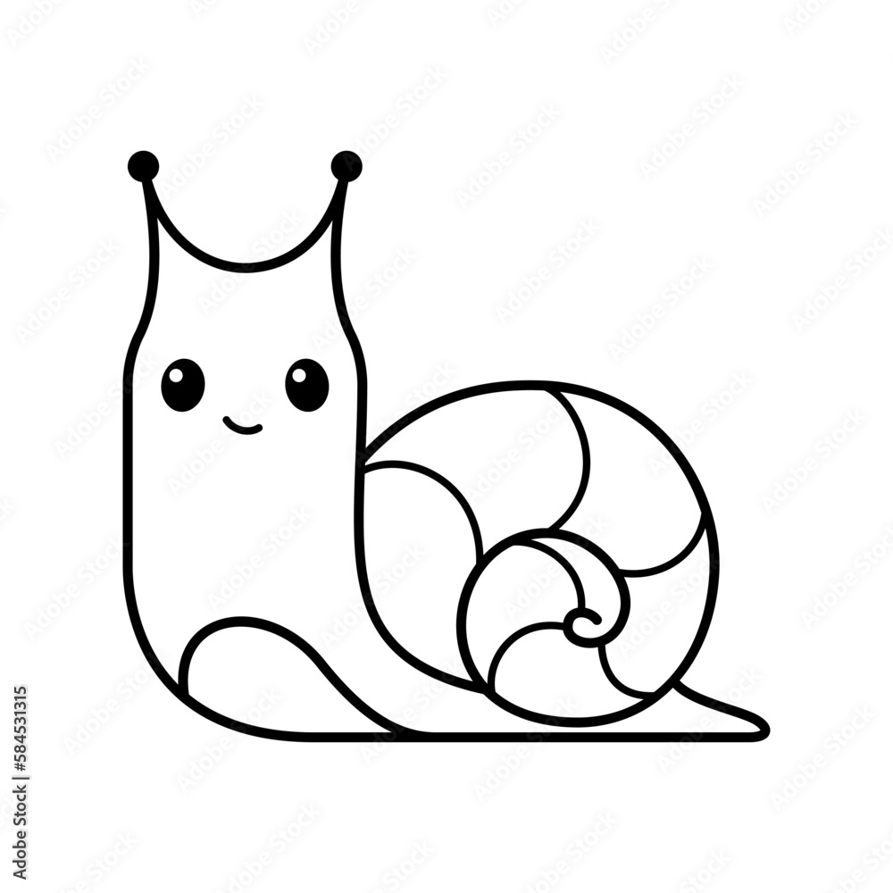 Fototapeta premium Doodle Snail Coloring Page Cartoon Vector Illustration