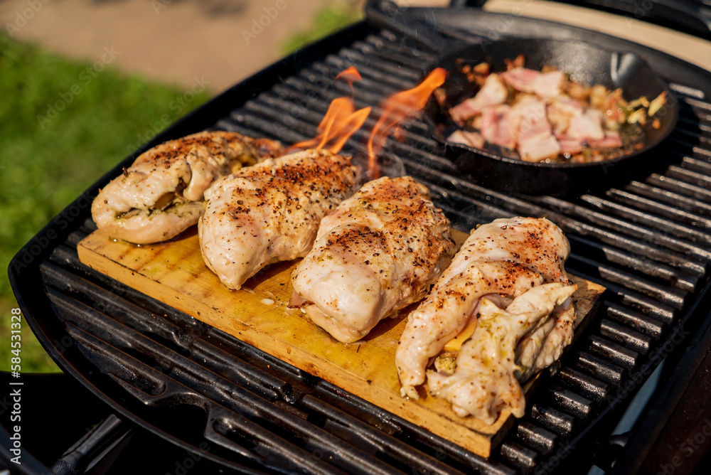 grilled chicken on the grill