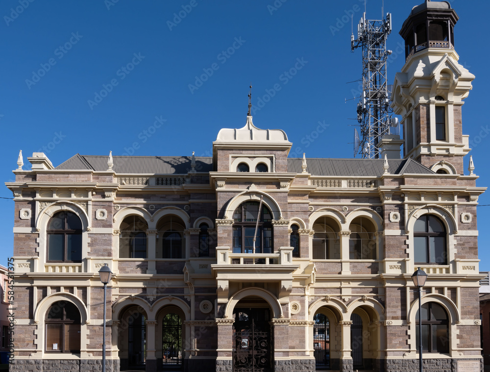 Facade of the old town hall in Broken Hill, Broken Hill, New South Wales, Australia. Most of the building has been demolished - only the facade remains