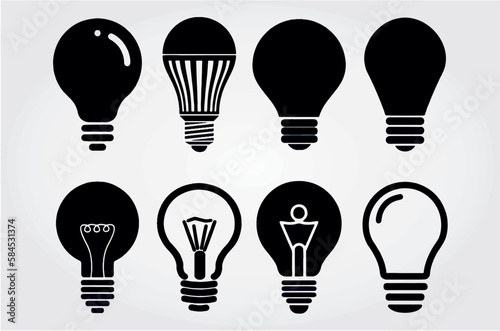 Different style Light bulb icons. Energy saving, thinking new and saving power idea. Editable vector, easy to change color or manipulate. eps 10.