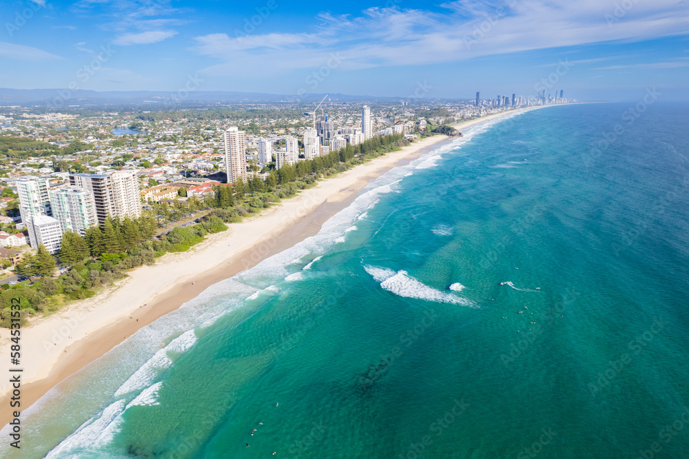 Looking along the Gold Coast coastline to the north