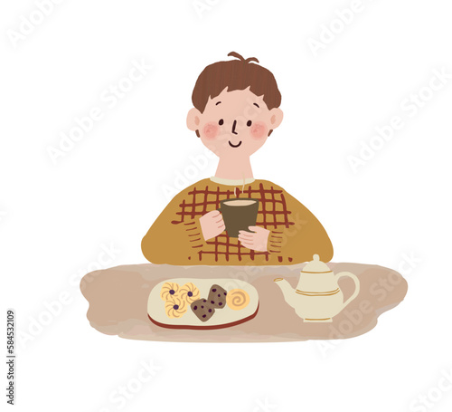 おやつを食べてリラックスする人