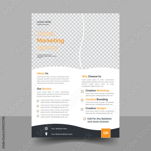 Business Flyer poster flyer pamphlet brochure cover design layout space for photo background, vector illustration template in A4 size