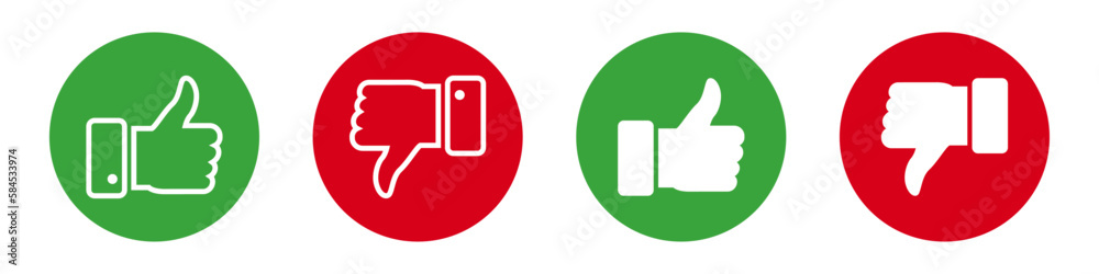 Thumb up and thumb down sign. Design Elements for smm, ad, marketing, ui, ux and app. Up and down index finger sign. Vector illustration. Thumb up and thumb down sign. Design Elements for smm, ad, marketing, ui, ux and app. Up and down index finger sign. Vector illustration.