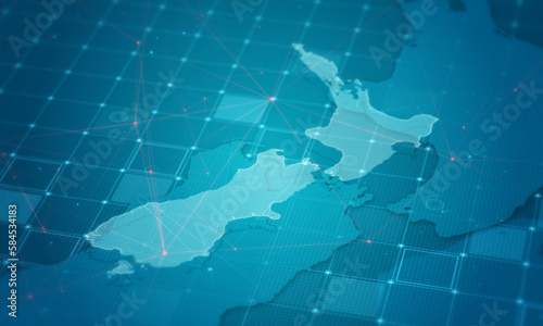 New Zealand Map Digital Cyber Background