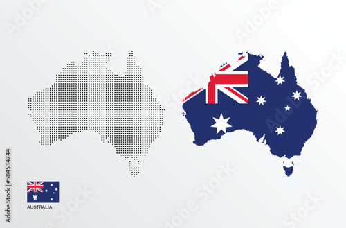 A map of Australia with the flag of Australia in the background