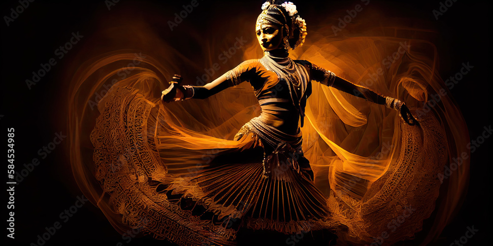 Beautiful Abstract Art Of Kathak Dancer Generative Ai Stock