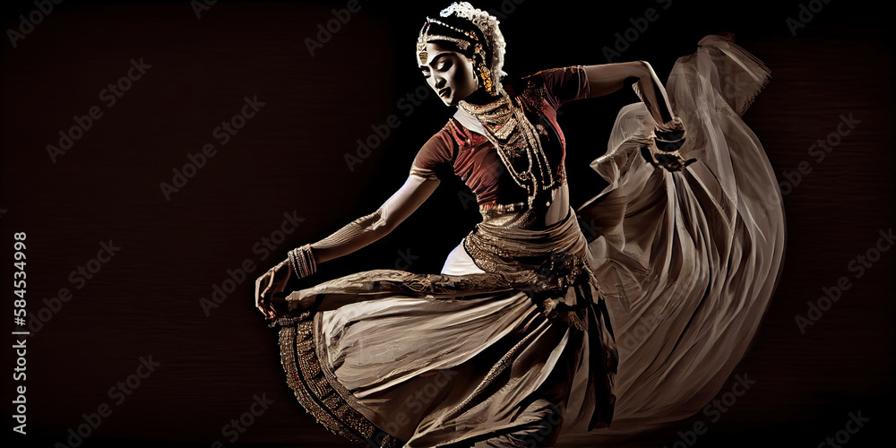 Beautiful Abstract Art Of Kathak Dancer Generative Ai Stock