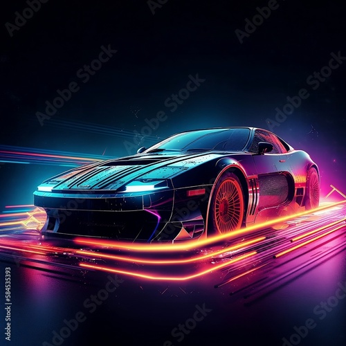 Speed and Style: Neon Sports Car Racing Through Retrowave Dreams