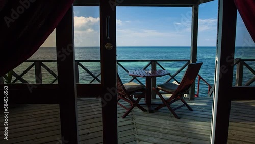 time lapse on a water villa in Maldives photo