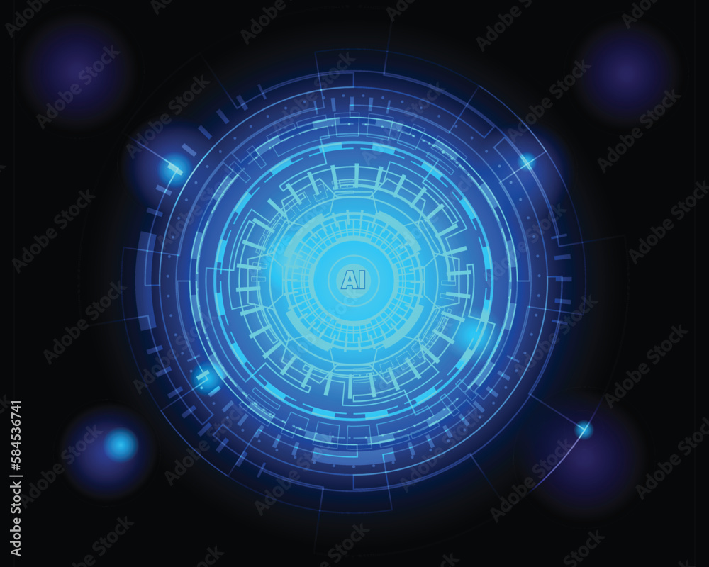 Technology futuristic digital background, Hud AI Artificial Intelligence, Vector illustration. Technology futuristic digital background, Hud AI Artificial Intelligence, Vector illustration.