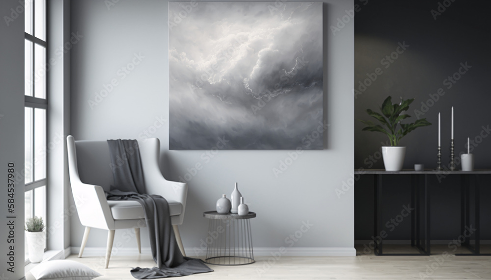 Fototapeta premium modern interior design with white theme generative ai
