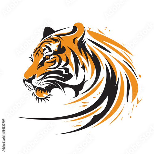 Tiger head design isolated on transparent background. Wild Animals.