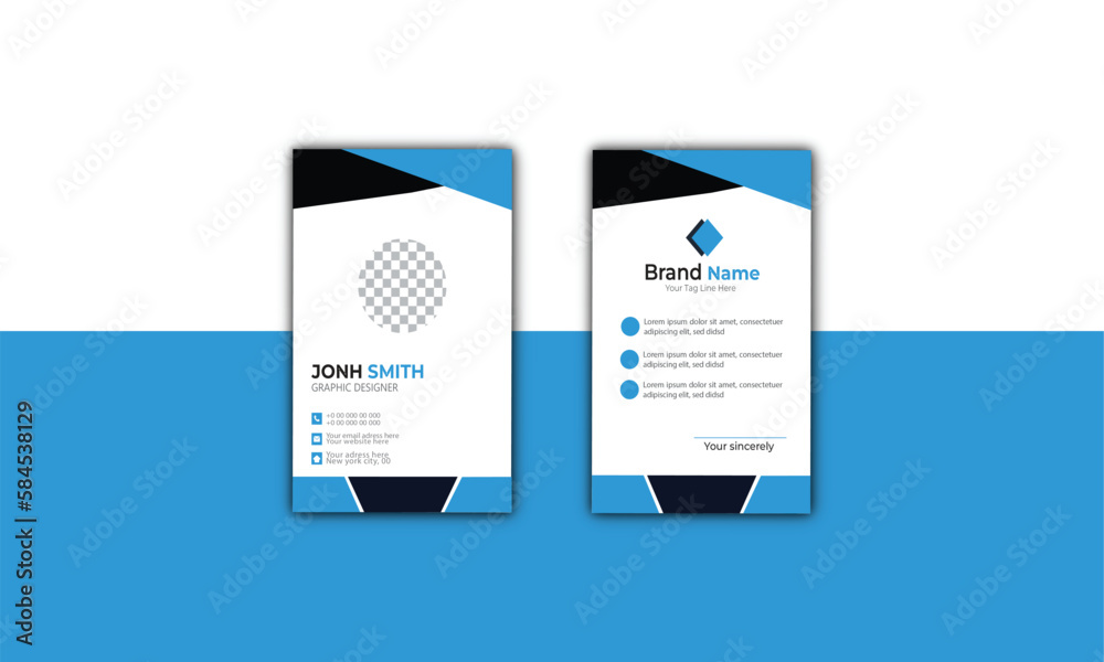 Double-sided creative Id card template. Modern Business Card. personal Business Card.
Horizontal and vertical layout.ID Card Creative and Clean Template. Vector illustration. Double-sided creative Id card template. Modern Business Card. personal Business Card.
Horizontal and vertical layout.ID Card Creative and Clean Template. Vector illustration.