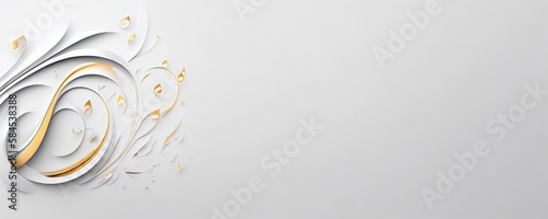 a white and gold wall with a swirl design on it's side and a gold and white swirl design on the side