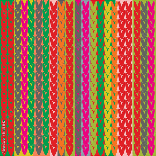 Seamless horizontal stripes and ethnic knitted pattern in spring summer 2023 colors. Background of colored cuts of different thicknesses. Collection of retro melange textile designs.Vector