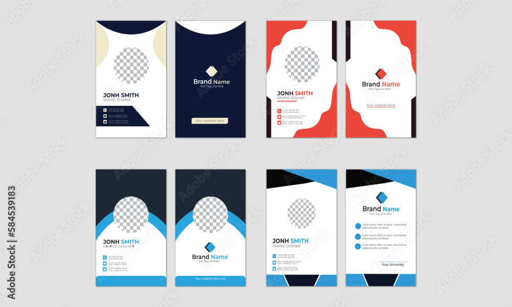 Verticle Card Modern Vertical Double-sided Business Card Bundle Template.Vertical ...