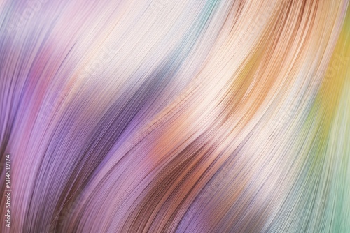 Beautiful Glossy Holographic Colored Hair Texture Isolated on White Background. Generative Ai.