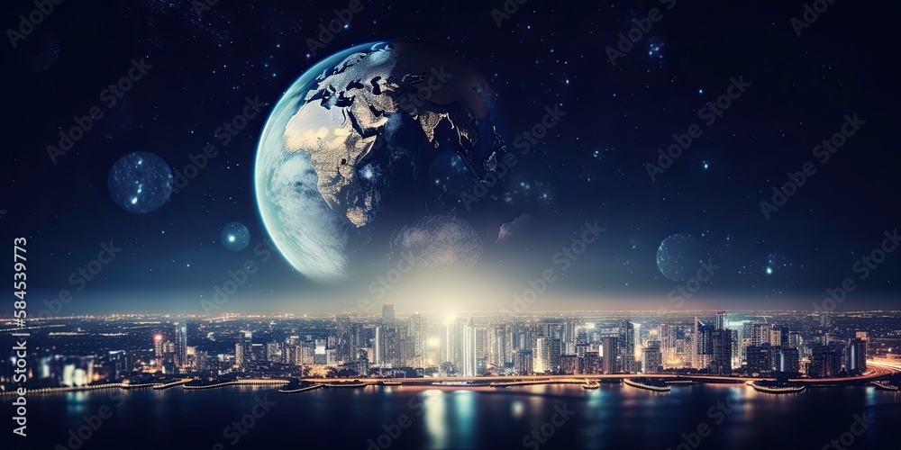 Earth with City Background. Generative Ai. Earth with City Background. Generative Ai.