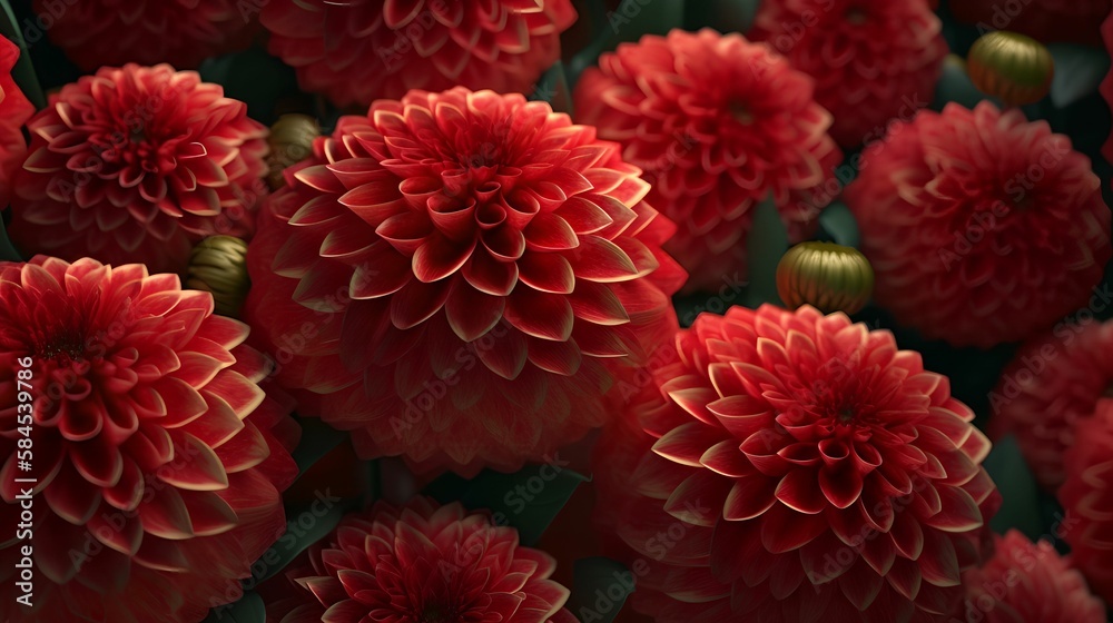 Red Dahlia Flowers Background, Image Ai Generated Red Dahlia Flowers Background, Image Ai Generated