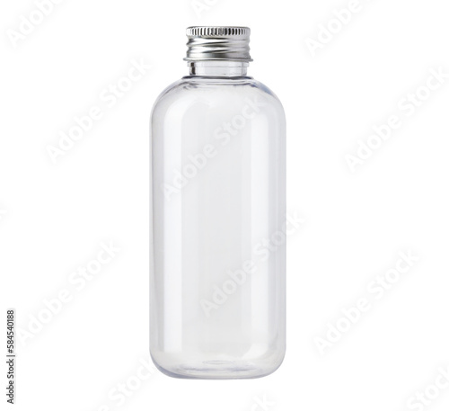 Empty transparent bottle. Packaging for cosmetic medical and other products mock-up