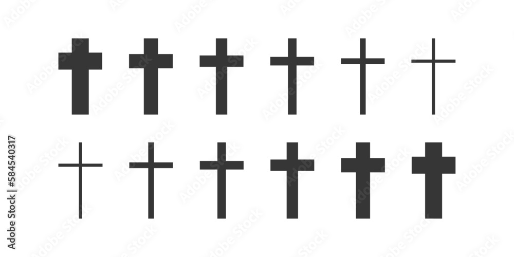 Set of Christian cross vector symbol. Christian cross icons.