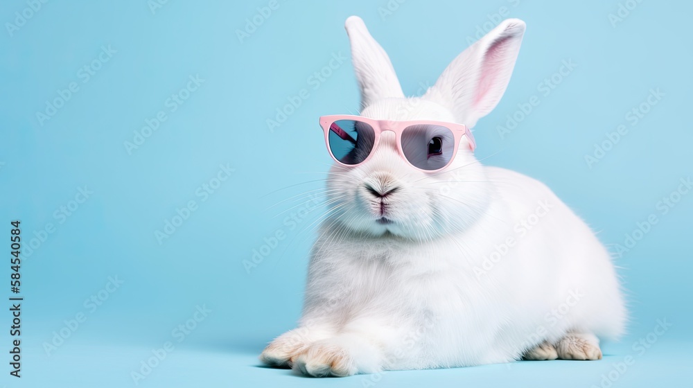 A Bunny with Cool Glasses on Isolated Background