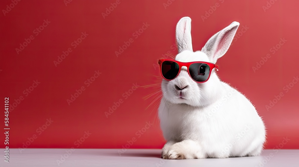 Obraz premium A Bunny with Cool Glasses on Isolated Background