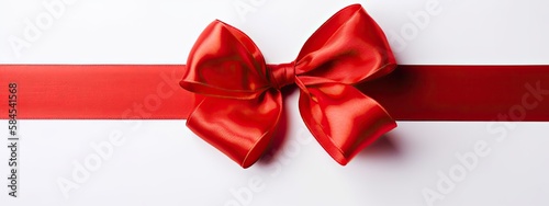 Red Ribbon on White Background Banner