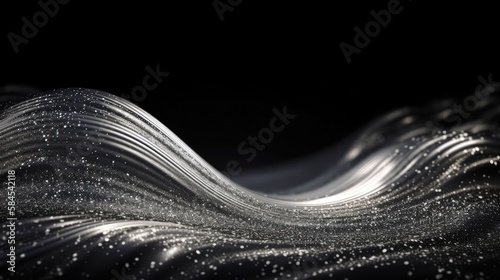 Silver Glitter Abstract Wave Background. Generative Ai.