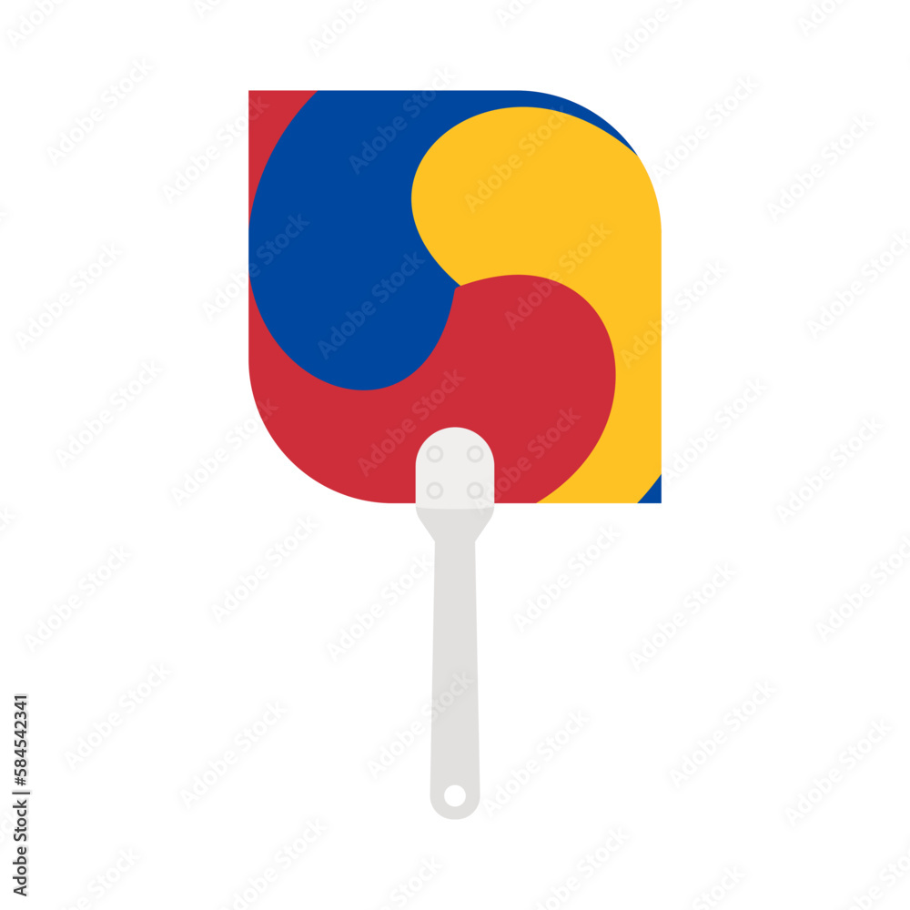 Aesthetic Manual Handle Hand Fan Sam Taeguk Flag Aesthetic Manual Handle Hand Fan Sam Taeguk Flag
