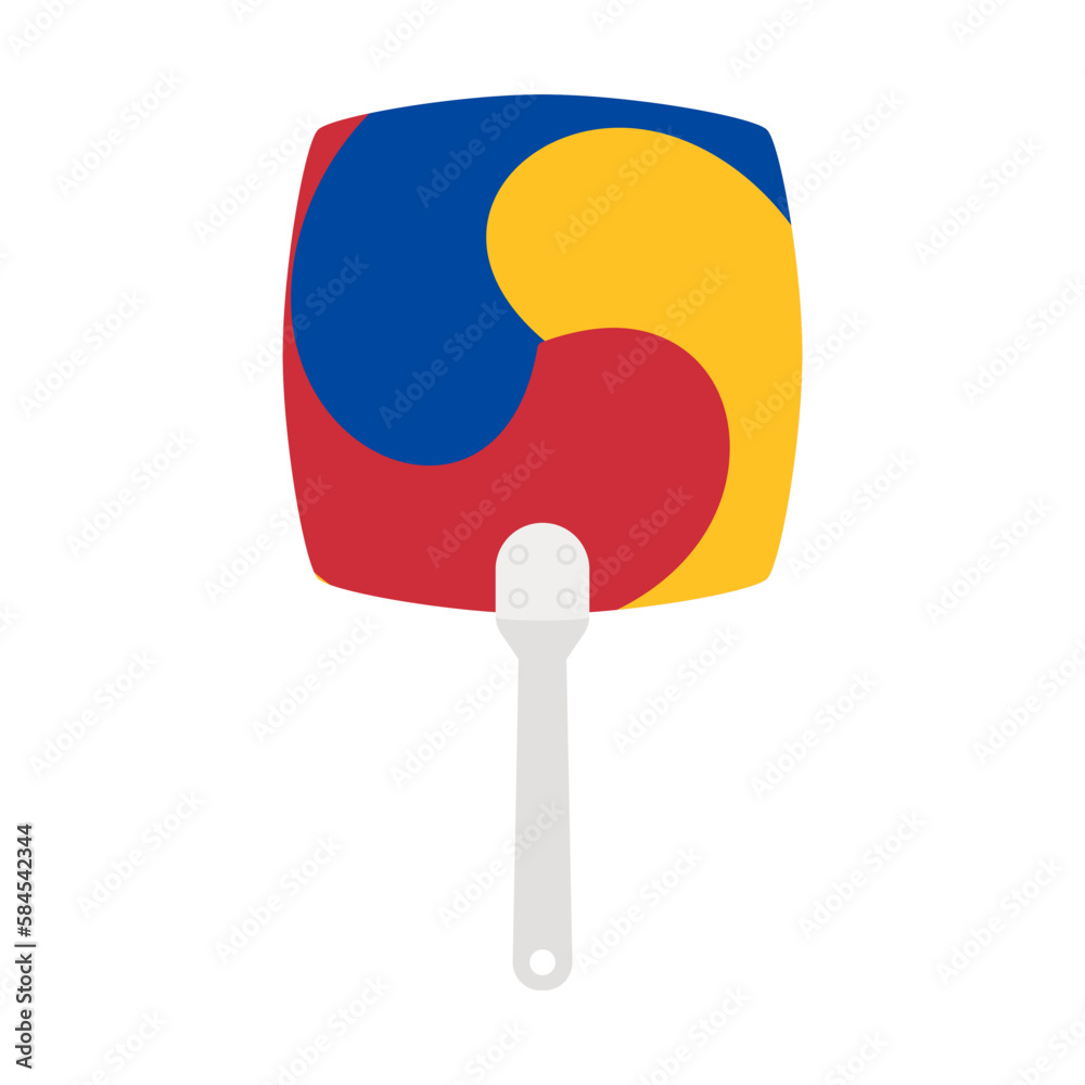Aesthetic Manual Handle Hand Fan Sam Taeguk Flag Aesthetic Manual Handle Hand Fan Sam Taeguk Flag