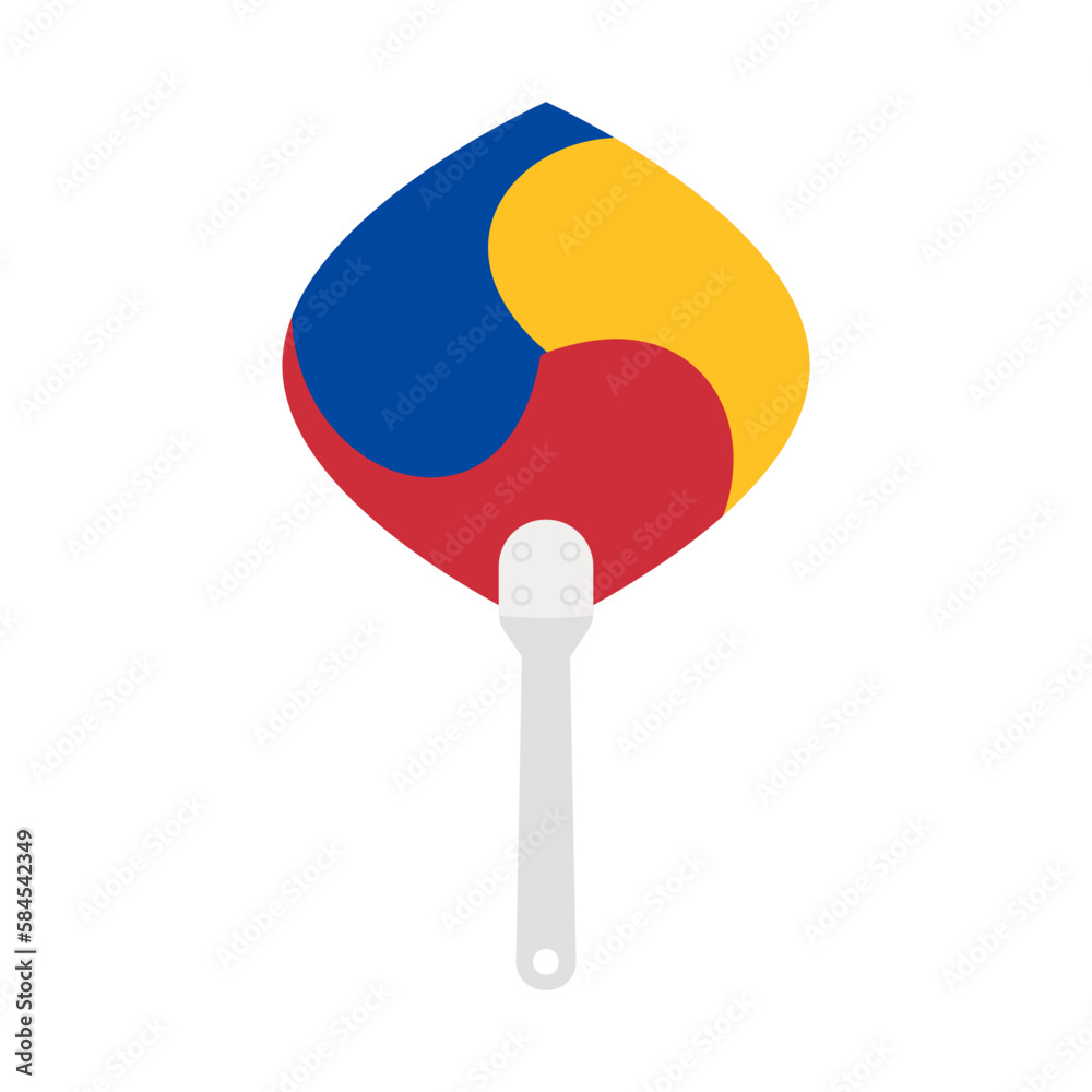 Aesthetic Manual Handle Hand Fan Sam Taeguk Flag Aesthetic Manual Handle Hand Fan Sam Taeguk Flag