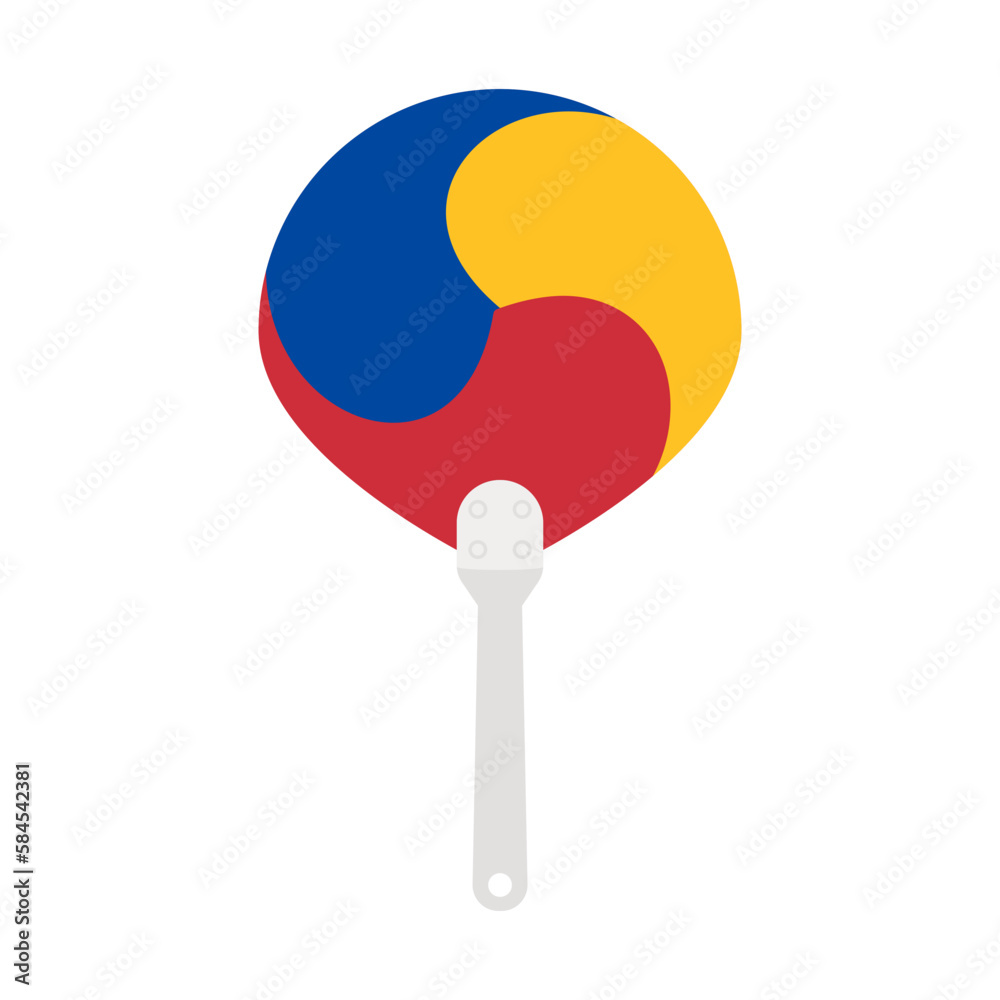 Aesthetic Manual Handle Hand Fan Sam Taeguk Flag Aesthetic Manual Handle Hand Fan Sam Taeguk Flag