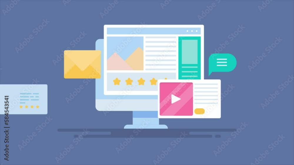 Online news journal digital magazine on pc screen, social media content, subscription mail marketing advertising communication concept, video animation. Online news journal digital magazine on pc screen, social media content, subscription mail marketing advertising communication concept, video animation.