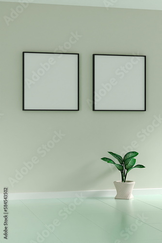 living room design. empty room design interio.Photo frame mock up 3d rendering