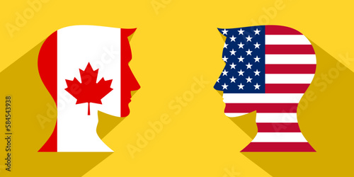 face to face concept. canadian vs american. vector illustration