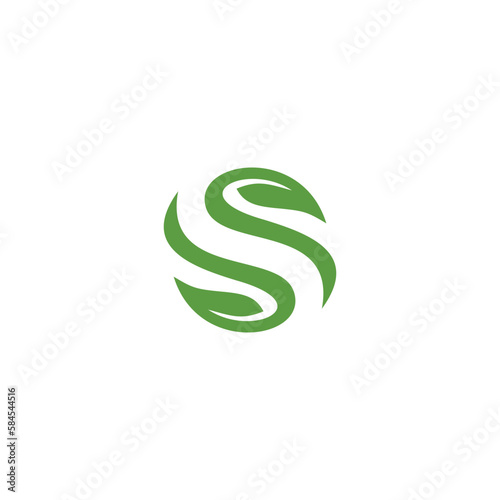 nature leaf shaped letter S logo design