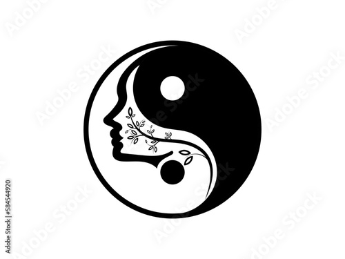 Tree life with people logo design. Yin yang. life. Natural. Brain. premium logo design. vector art