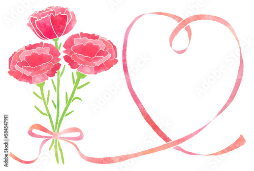 Fototapeta Naklejka Na Ścianę i Meble -  Red carnation bouquet; postcard template PNG