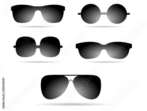 black silhouettes sun glasses retro 

style
