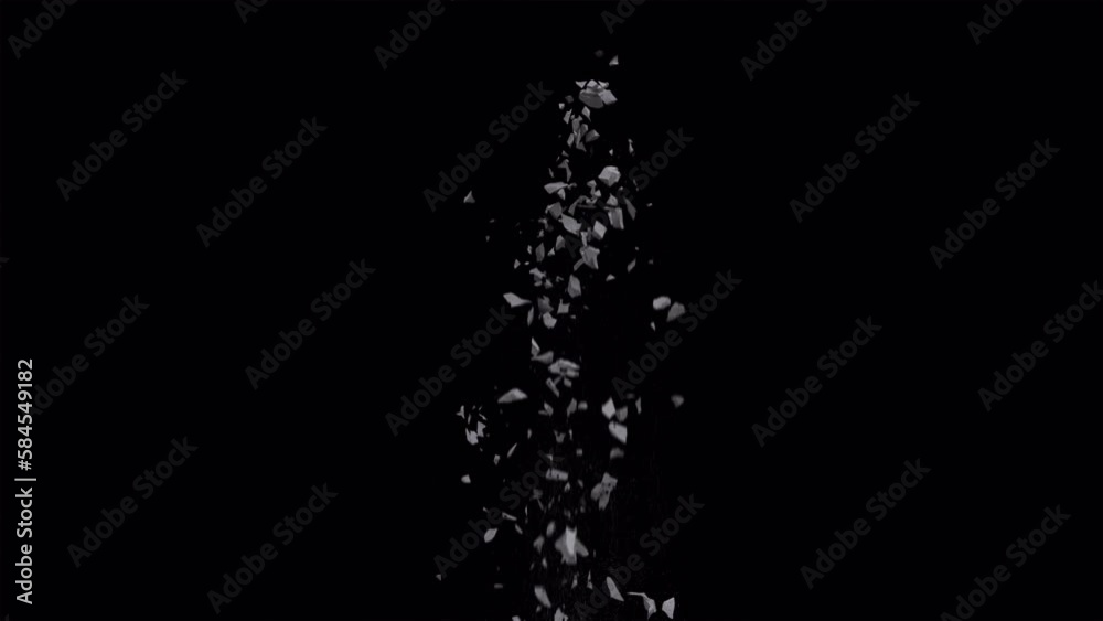 wall surface cracks, breaks and fall apart revealing a black background. 3D animated intro.