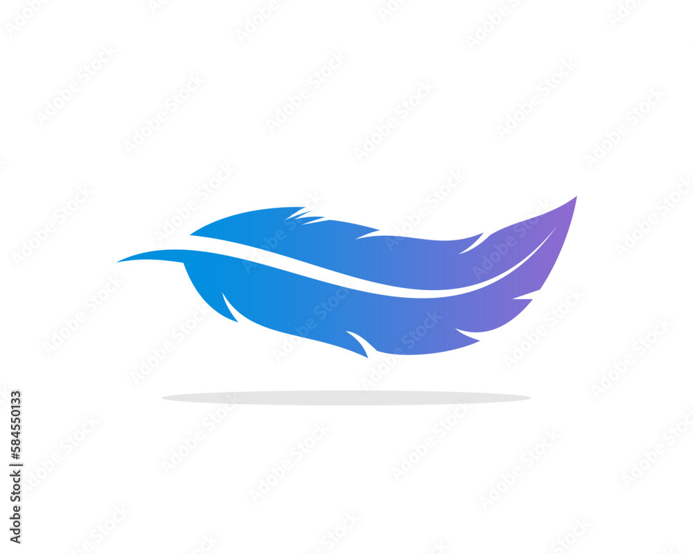 Blue feather vector illustration logo Blue feather vector illustration logo