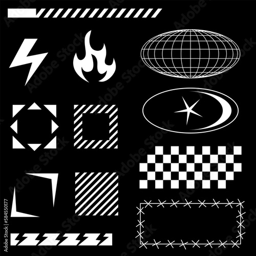 white streetwear element, streetwear graphic design ideas, geometric shapes brutalism forms 