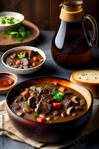 Meat stew with vegetables.  Traditional dishes of french cuisine