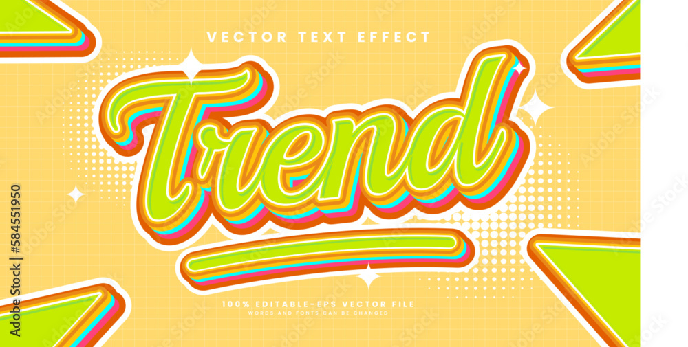 Fototapeta premium Vector illustration of a trend effect with colorful text effect